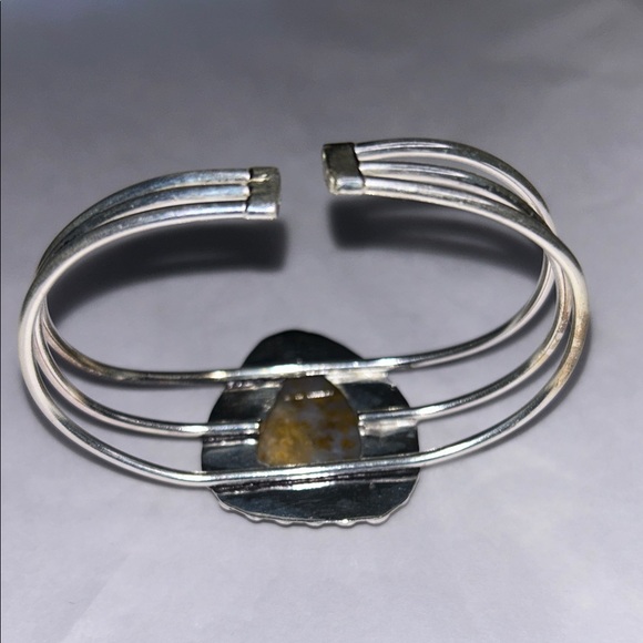 Jasper Cuff M, 925 Silver Artisan Gemstone Bracelet - Picture 5 of 6